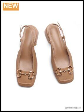 Faux Leather Slingback Mary Jane Low Block Heel Pump Office Shoes